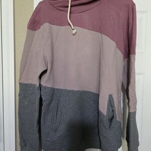 AMPERSAND AVE Colorblock Hoodie - Mauve, Pink, Charcoal